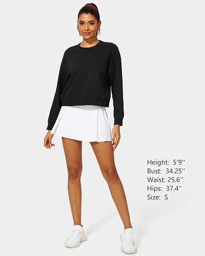 Stelle Cropped Sweatshirts for Women Cotton Long Sleeve Crop Tops Crewneck Pullover Oversized Sweater thumbnail 8