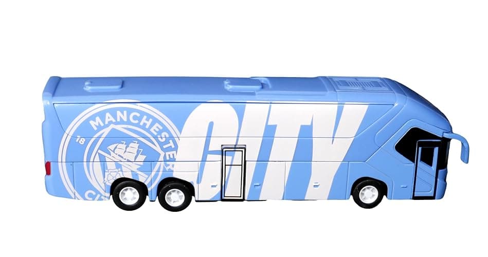 Manchester City Official Collectible Miniature Team Bus – Premium Die-Cast Soccer Bus Toy with Friction Power Engine – Man City Fan Gift Display Model – Licensed Football Merchandise thumbnail 5