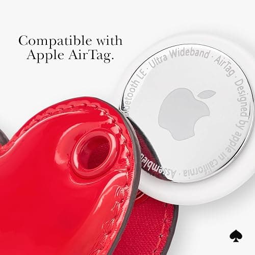kate spade new york AirTag Charm Keychain - Heart-Shaped AirTag Holder with Luxe Gold Ring Clip for Bags, Luggage, Keys, and More - Classic Red thumbnail 6
