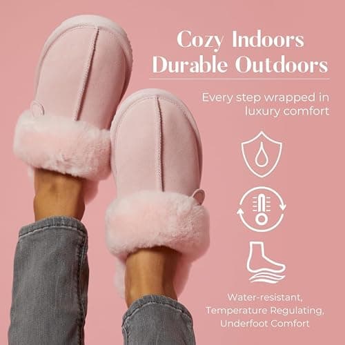 Fireside by Dearfoams Women's Fireside Sydney Shearling Fur Indoor/Outdoor Scuff Slipper With Wide Widths thumbnail 5