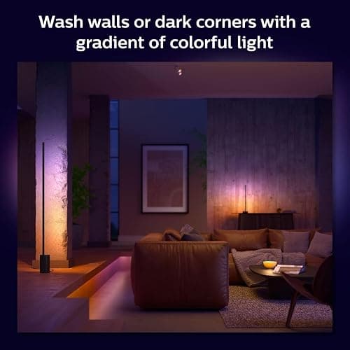 Philips Hue Signe Smart Color Changing Floor Lamp, 1-Pack, Black | White & Color Ambiance, 2550 Lumens, Works with Alexa Google Assistant & Apple HomeKit, Use with Hue App thumbnail 7