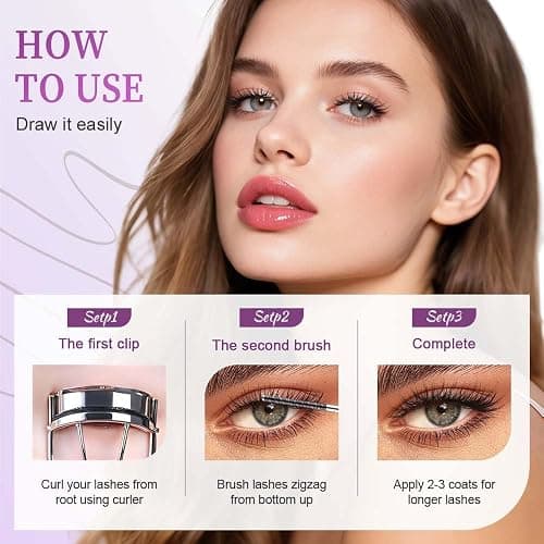 Iron Wand Mascara, Waterproof Metal Wand Mascara Volume and Length, Brushless Mascaras for Long Lasting No Clumping 3D Curling Eyelash (Black) thumbnail 6