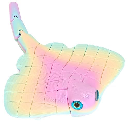 3D Printed Animals, 3D Animals Cute Manta Ray - Rainbow Color Articulated 3D Printed Dragon Toy for All Ages, Desk Decor, Sensory Fidget Toy - Image 1