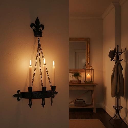 We Moment Black Candle Sconces, 3-Candle Wall Sconces for Taper Candle, Gothic Victorian Candelabra Wall Decor, Rustic Holder for Bathroom, Staircase, Living Room, Dining Room，Set of 1 thumbnail 9