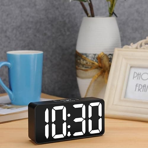 DreamSky Small Digital Alarm Clock for Bederoom, Large Big Numbers Display with Dimmer for Living Room, Electric Bedside Desk Clock with USB Charging Port, Adjustable Volume, USB-C Adapter Powered thumbnail 2