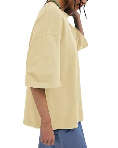 Womens Oversized T Shirts Short Sleeve Cotton Loose Fit Basic Tee Tops | Relaxed Summer Casual Crew Neck Plus Size Blouse thumbnail 2