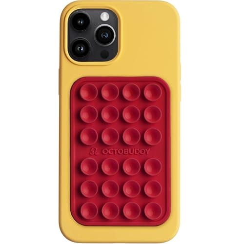 OCTOBUDDY Classic - Silicone Suction Phone Case Adhesive Mount - Hands-Free, Strong Grip Holder for Selfies & Videos - iPhone & Android Compatible - 2.25″ x 3.25″, RED - Image 1