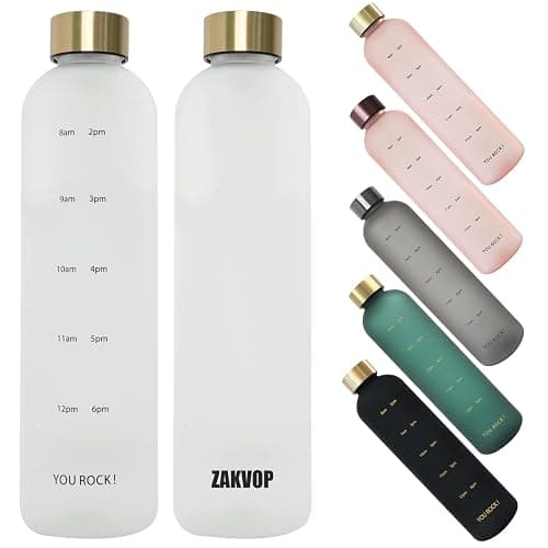 ZAKVOP 32oz Water Bottles with Times to Drink, Motivational Water Bottle with Time Marker, BPA Free Reusable Water Bottle with Hydrating Reminder for Gym Fitness Workout Travel - Image 1