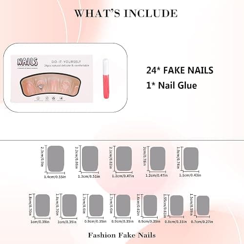 IMRAIN Press on Nails Short Square Fake Nails Cute Heart Pearl & Rhinestone Squoval False Nails Pink Glossy Full Cover Glue Stick on Nails for Women Girls Manicure Decorations thumbnail 4