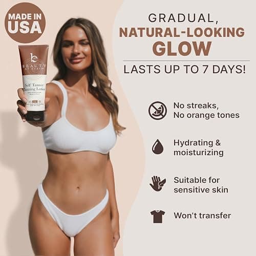Beauty by Earth Self Tanner - USA Made with Natural & Organic Ingredients | Moisturizing Self Tanning Lotion with Aloe Vera & Coconut for a Natural Glow, Streak-Free Fake Tan (Medium) thumbnail 4