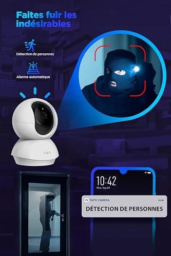 Tapo C210 Caméra WiFi Intérieure 2K 3MP, Rotation 360°, Détection de Personne&Pleurs de Bébé, Vision Nocturne, Audio Bidirectionnel, Stockage Cloud&microSD 512 Go, Alexa et Google Assistant thumbnail 5