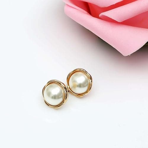 Pearl Earrings for Women dangling 14K Gold Pearl Drop Earrings Stud 5A Diamond Dangle Fashion Elegent Jewelry thumbnail 2