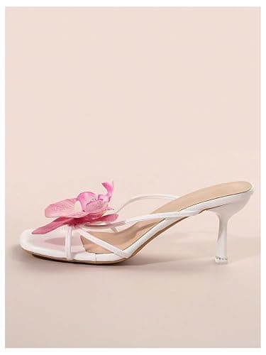 MakeMeChic Women's Open Toe Floral Kitten Heels Flower Summer Beach Sandals thumbnail 4