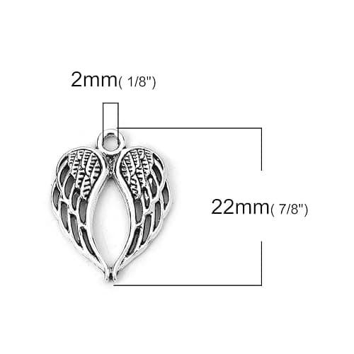 JGFinds Angel Wings Pendant Charm - 48 Pack Antique Silver Tone for DIY Jewelry Making Supplies; Small 7/8 Inch Metal Wings for Bracelet, Necklace, Earrings or Arts and Crafts thumbnail 4