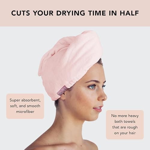 Kitsch Microfiber Hair Towel Wrap for Women - Super Absorbent Hair Drying Towel - Quick Dry, Anti-Frizz - for Long & Short, Wet & Curly Hair - Blush thumbnail 7