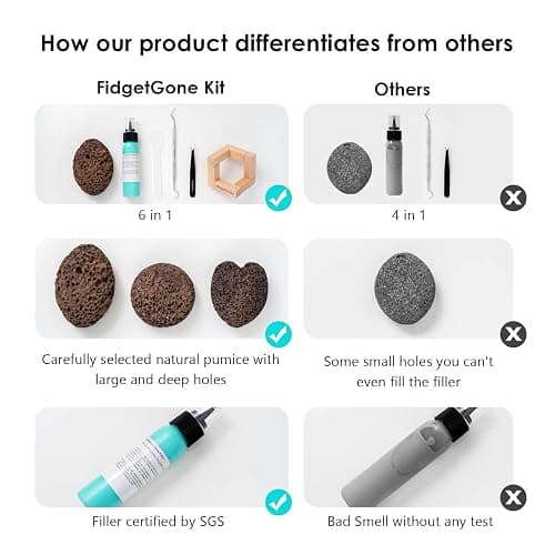 Pick Stone for Anxiety Relief, Pick Peel Calming Stone, Reduce Stress Fidget Picky Stone kit with Display Stand for Dermatillomania, ADHD, OCD thumbnail 3