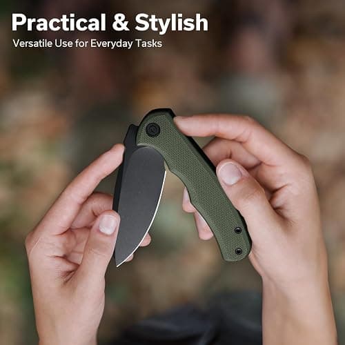 CIVIVI Mini Praxis Folding Pocket Knife, 2.98" D2 Steel Blade, OD Green | G10 Handle with Pocket Clip, Safety Liner Lock, Small EDC Knife for Camping Hiking Survival C18026C-1 thumbnail 4