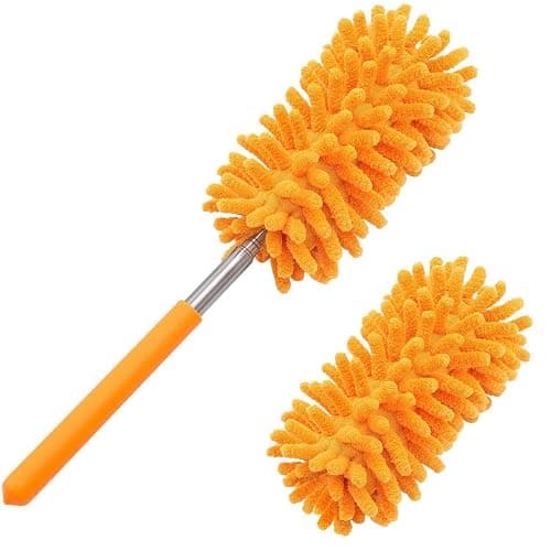 Microfiber Duster for Cleaning, Tukuos Hand Washable Dusters with 2pcs Replaceable Microfiber Head, Extendable Pole, Detachable Cleaning Supplies for Office, Car, Window, Furniture, Ceiling Fan - Image 1