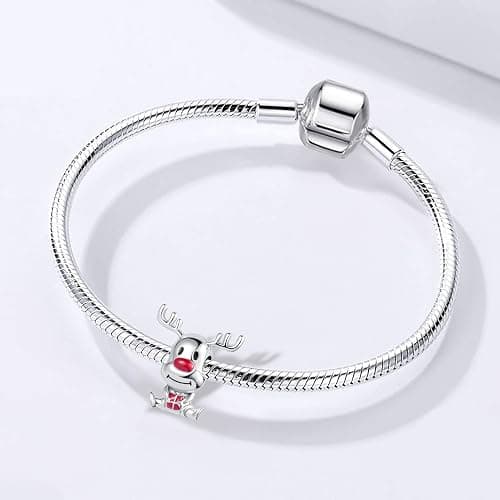 OutstandLong Christmas Holiday Season Charms for Pandora Bracelets Snowflake Santa Claus Home Moose Tree Candy Cane Snow Globe thumbnail 4