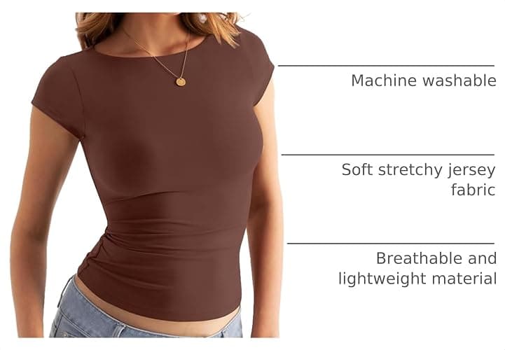 EasyGala Womens Double Lined Cap Sleeve Tops Cute Boat Neck T Shirts Slim Fitted Going Out Tees Y2k Summer Clothes 2026 thumbnail 4