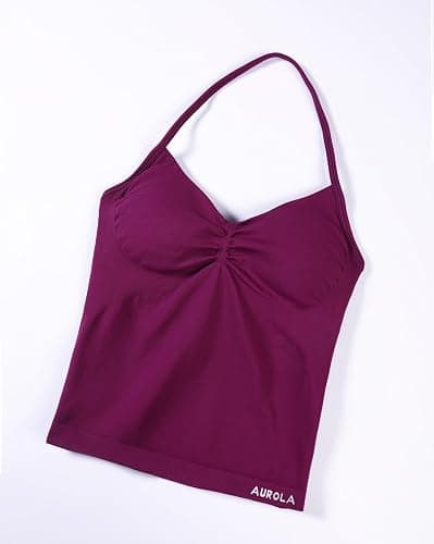 AUROLA Influence Longline Strappy Workout Halter Tops for Women,Removable Cups Padded Bras Impact Gym Yoga Sleeveless Top thumbnail 4