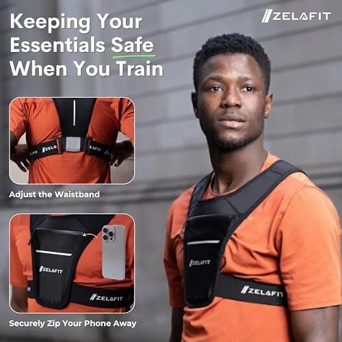 ZelaFit® Running Vest Phone Holder – Running Vest Women & Mens – Adjustable Reflective Running Phone Holder – Ultra-Lightweight Running Bag & Backpack Alternative – Waterproof Phone Pouch & Key Holder thumbnail 6