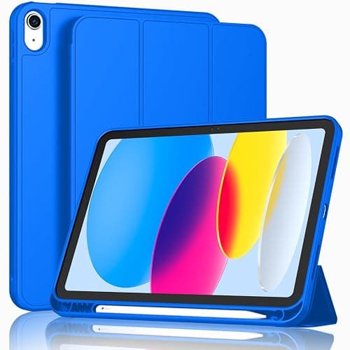 ToaPoia Case for iPad (A16) 11 Inch 2025/iPad 10th Generation 10.9 Inch 2022, Slim Trifold Stand Protective Cover with Pencil Holder and Soft TPU Back,Support Auto Sleep/Wake (Medium Blue) - Image 1