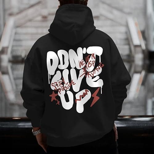 Wedsadl Graphic Streetwear Hoodies For Men Vintage Hoodie Inspirational Sweatshirts Positive Letter Print Cotton Pullover thumbnail 3