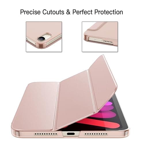 JETech Case for iPad mini (A17 Pro, 2024 Model, 7th Generation) / mini 6 (2021 Model, 6th Generation), Slim Stand Hard Back Shell Smart Cover with Auto Wake/Sleep (Rose Gold) thumbnail 3