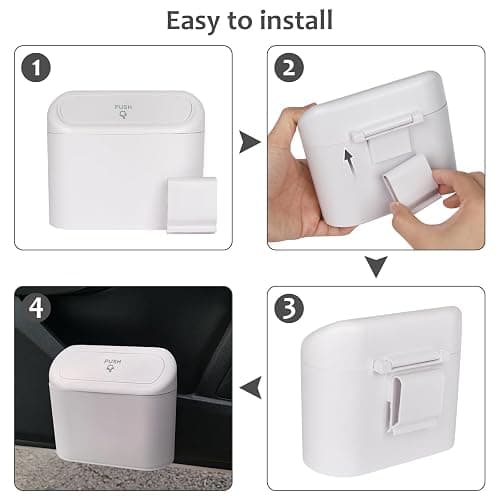 Accmor Car Trash Can with Lid, Vehicle Dustbin Garbage Organizer Holder with One Roll Bag, Mini Leakproof Storage Bin for Auto, SUV, Office (White) thumbnail 7