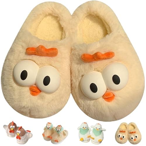 Jfxgjuv Chicken Slippers, Chicken Feet Slippers, Cute Soft Memory Foam Slip On Fuzzy Warm Cozy Plush Non-Slip Indoor Outdoor House Home Shoes for Women Men Teens - Image 1