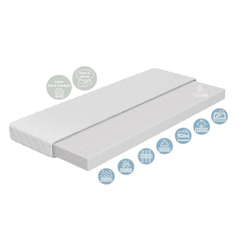 Viculii Waffi Baby Space Saver Baby Cot and Mattress 100x50x10cm | Compact Mini Natural Cot with Drop Side and Mattress thumbnail 6