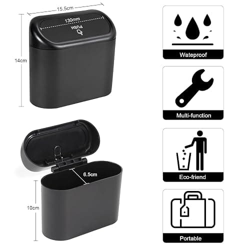 2 Packs Mini Car Trash Can Bin with Lid and 150pcs Trash Bags,Car Trash Can Bin,Car Garbage Trash Can Storage for Front Back Seat Accessories (2) (2) thumbnail 2
