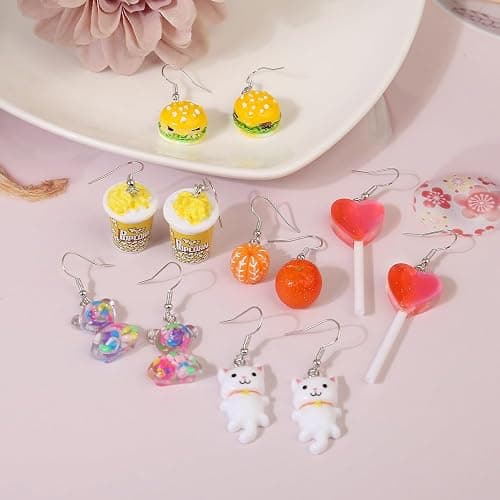 36 Pairs Fun Cute Earrings Set Weird Cool Funky Aesthetic Drop Dangle Earrings for Teen Girls Women Jewelry Gift thumbnail 5