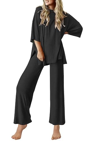 Ekouaer Lounge Sets for Women Short Sleeve Tops and Long Pants Soft Comfy Pajamas Set 2 Piece Outfits S-XXL - Image 1