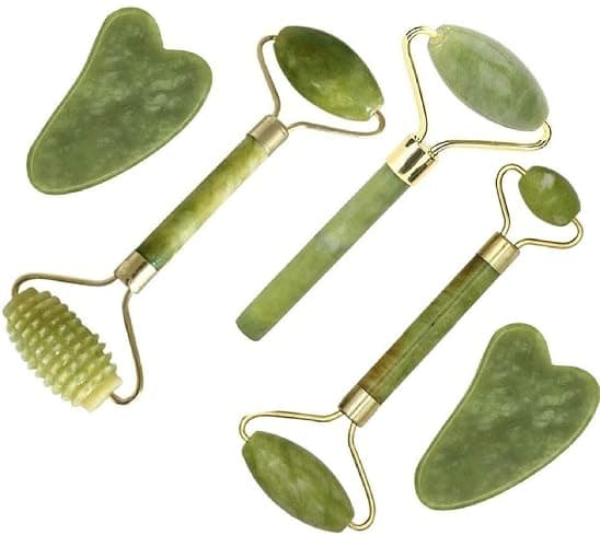 fuvooi Jade Gua Sha Facial Massager Set - 5 in 1 Skin Care Tools with Roller and Massager - Image 1