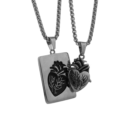 Scddboy Anatomical Heart Necklace for Men,Heart Shape Hip Hop Couple Pendant Necklace or Women Men - Image 1