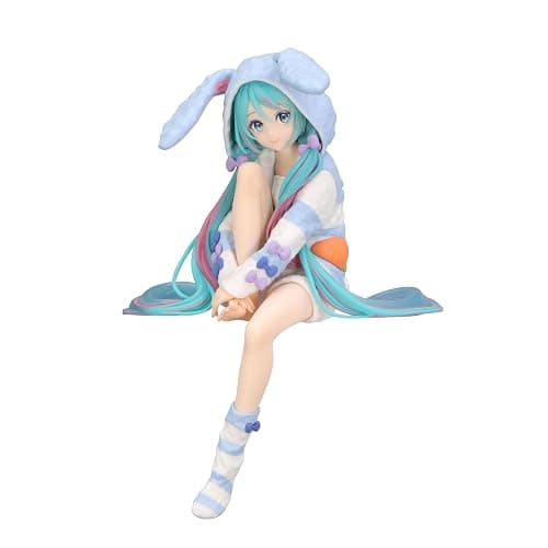 FuRyu Corporation-Hatsune Miku Noodle Stopper Figure -Rabbit Ear Hood Pajama Blue Color ver.- - Image 1