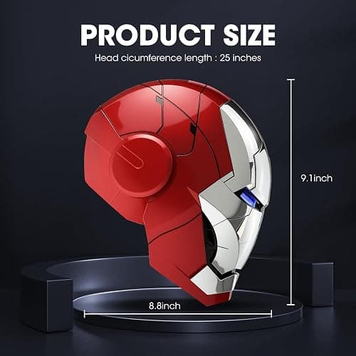 JCHENBH Iron Hero MK 5 1:1 Wearable Helmet-Silver Mask for Man-with Voice&Touch & Remote Control, LED Eyes & Realistic Sound Effects-Cosplay & Collectible Gift for Adults and Teens thumbnail 6