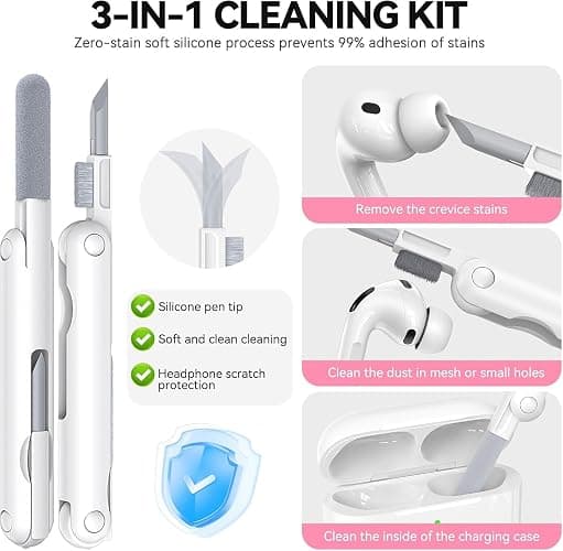 for AirPods 4 Case Pink with Cleaner Kit, TNSNK Soft Silicone Airpod 4 Case Compatible with Apple Airpods 4th Generation 2024 Case Cover with Keychain for Women Girly, Anti-Scratch, Drop Protection thumbnail 6