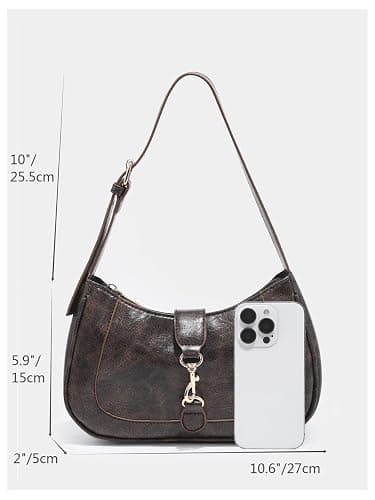 RoseSeek Women's Retro Vintage Zipper Shoulder Bag Adjustable Strap Elegant Underarm Purse Hobo Handbags thumbnail 6