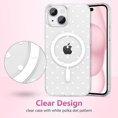 ZTOFERA Cute Polka Dot Case for iPhone 13/14 6.1",White Dot | Clear Case with Cute Simple Pattern,Trendy Aesthetic Case,Slim Soft Shockproof Protective phone Cover for Women Girls thumbnail 2