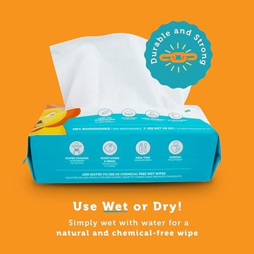 Whoopsie Wipes – The Original 100% Pure Cotton Dry Baby Wipes – Ultra Soft, Unscented, Chemical-Free Wipes for Sensitive Skin – Use Dry or Add Water for Wet Wipes – 6 Packs (600 Count) thumbnail 2