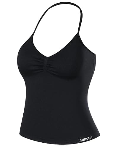 AUROLA Influence Longline Strappy Workout Halter Tops for Women,Removable Cups Padded Bras Impact Gym Yoga Sleeveless Top - Image 1