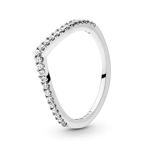 PANDORA Sparkling Wishbone Ring - Stackable Rose Gold Ring for Women - Gift for Her - With Gift Box thumbnail 2