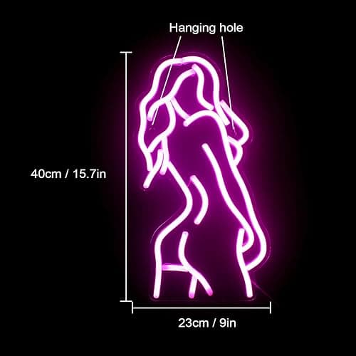 Wanxing Lady Back Neon Licht Sexy Lady Neon Schild für Wand Dekor Rosa Led Schild mit USB-betrieben für Schlafzimmer, Mädchen Zimmer, Wohnkultur, Mann Höhle thumbnail 2