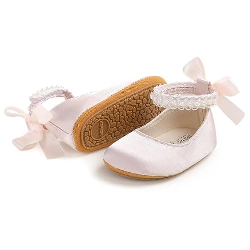 Baby Girls Mary Jane Flats Non-Slip Soft Sole Infant Newborn Walking Shoes Princess Wedding Dress Shoe thumbnail 5