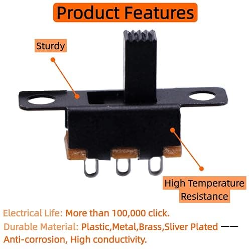 EGSCST 150PCS Micro Mini Slide Switch SPDT 1p2t Toggle Switches 2 Position 3 Pin On-Off Dip Vertical Panel Mount High Knob for Arduino PCB Breadboard and Electronic Project - SS12F15 5mm DC 50V 0.5A thumbnail 3