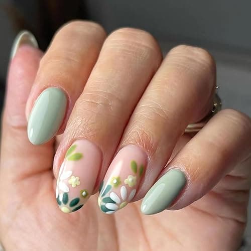 6 Packs (144 Pcs) Almond, Flower & Leaf Press on Nails - Short, Medium Sizes - 6 Styles - Fake Nails Kit for Women thumbnail 5