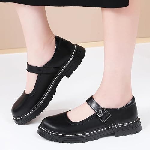 Mary Jane Shoes Women Platform Non-Slip Classics Round Toe Ankle Strap Comfort Casual Oxford Dress Work Mary Jane Flat Shoes thumbnail 7